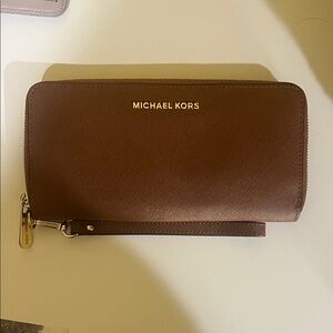 Michael Kors Chocolate Brown Zip Wallet